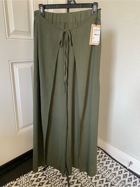 Halogen Olive Green Wide-Leg Drawstring Pants